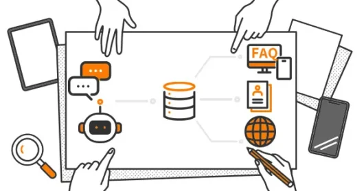 対話型AIとナレッジベースの連携による正確な回答の提供のイラスト
